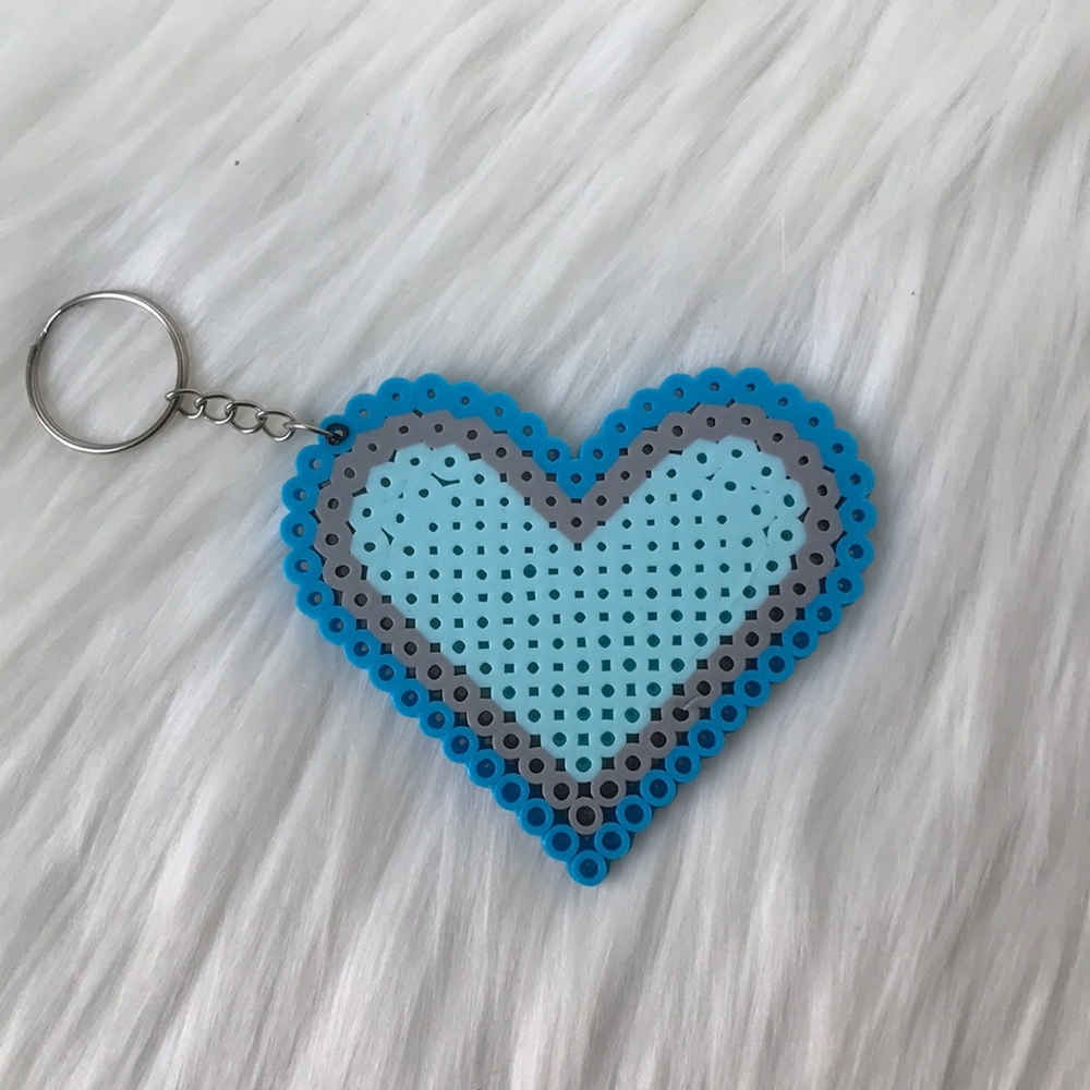 Heart blue handmade keychain perle beads